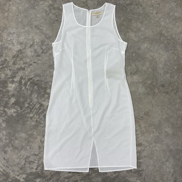 Burberry London Silk Blend White Slip Dress Sleeveless Zip Up Back US 8 IT 42 - Picture 1 of 10